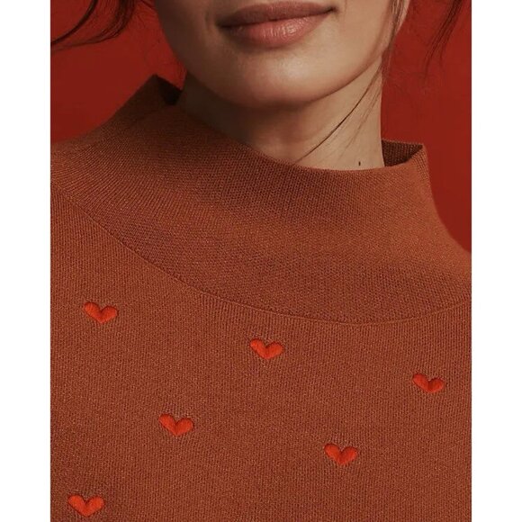 Anthropologie The Carys Mock-Neck Sweater by Maeve Cedar Hearts Size S NWT - Picture 6 of 8